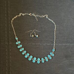 Elegant Blue Crystal Necklace and Earring Set